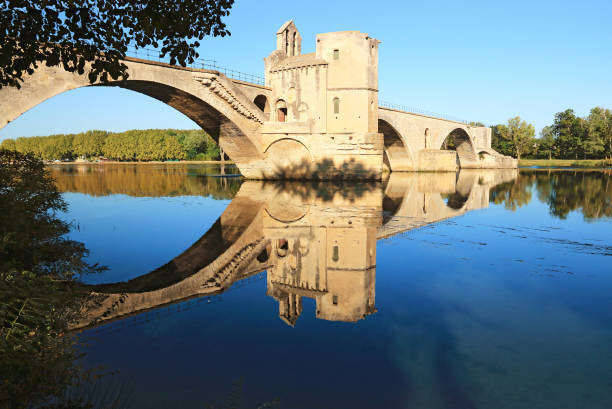 il famoso ponte di avignone. provenza. la francia. - rhone bridge foto e immagini stock