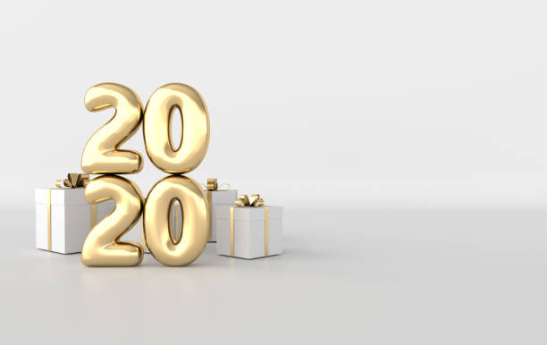 istock New year 2020 celebration background. Golden numerals 2020, and gift box in the studio. Realistic illustration for New Year's and Christmas banners. 3d render 1168016417