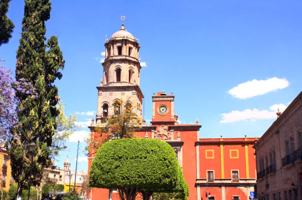 Cathedral in Santiago de Queretaro, Mexico Cathedral and belltower in Santiago de Queretaro, Mexico, North America. Summer day queretaro city stock pictures, royalty-free photos & images