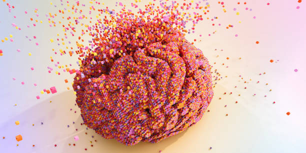 Multi-Coloured Toy Bricks Moving To Form Model Of Human Brain