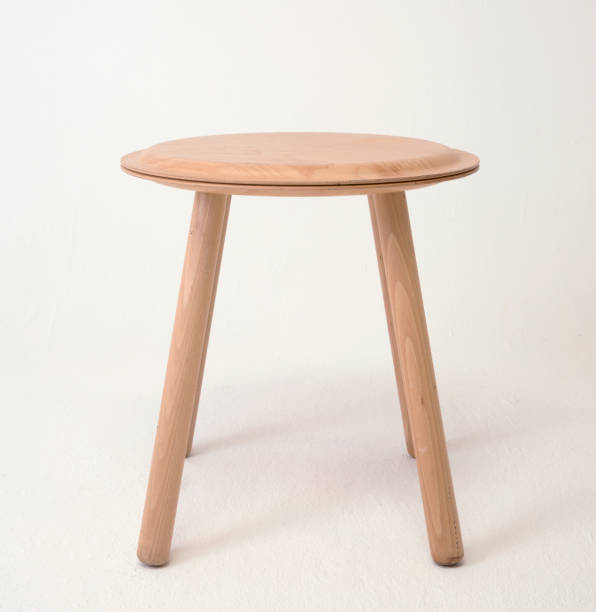 istock Brown modern designed wooden stool on white isolated background 1168023341