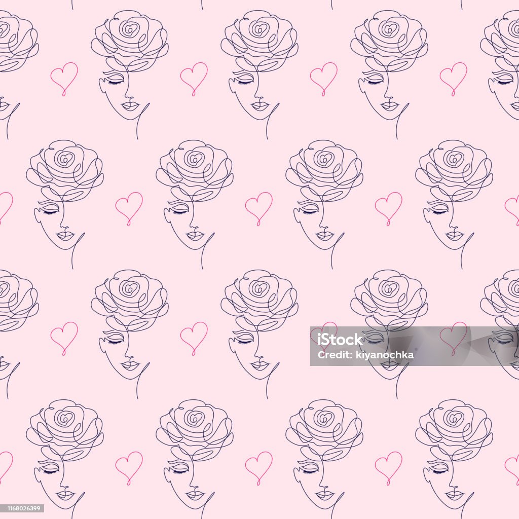 Adult Background Pattern Pattern With Woman Face Stock Illustration - Download Image Now - Adult ...