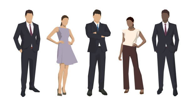 группа деловых людей, изолированных деловых мужчин и женщин. набор плоских иллюстраций дизайна - business man stock illustrations