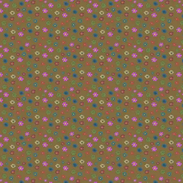 floral pattern, multi-colored flowers on a golden background, seamless texture for designers. Wallpaper