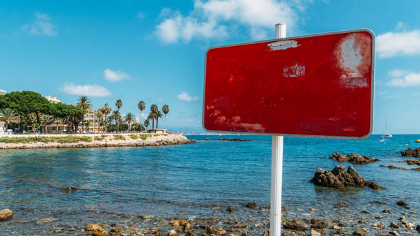 Blank sign on the beach.