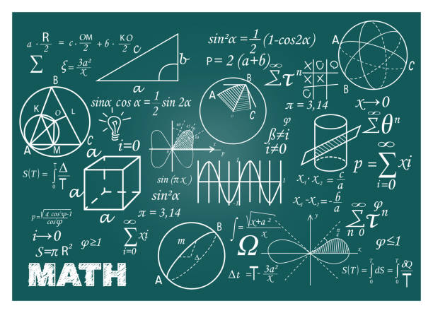 kreda doodle matematyka tablica - blackboard writing chalk teacher stock illustrations