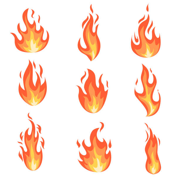 ilustraciones, imágenes clip art, dibujos animados e iconos de stock de enciende llamas de fuego. - flaming torch flame fire symbol