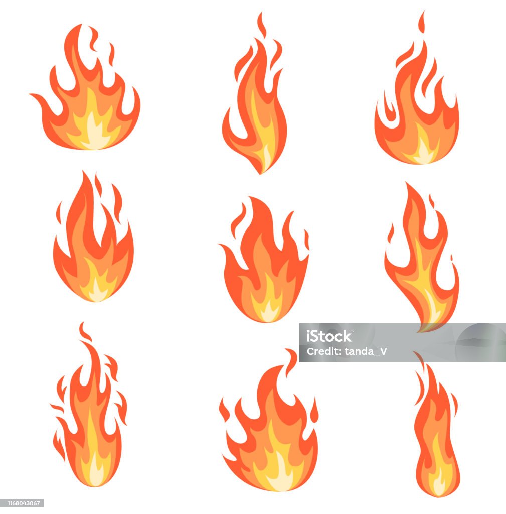 Set Fire Flames Stock Illustration - Download Image Now - Flame, Fire -  Natural Phenomenon, Vector - iStock