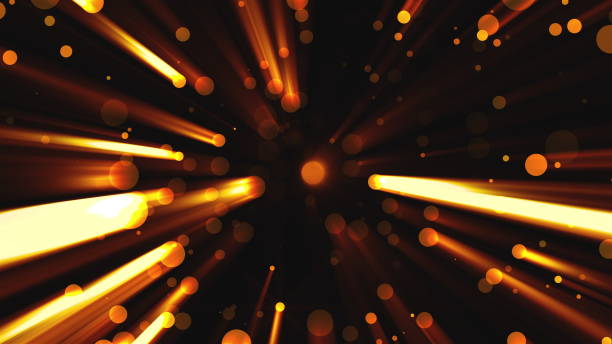 istock Abstract golden particles with flares are in space, modern background, 3d render backdrop 1168043423
