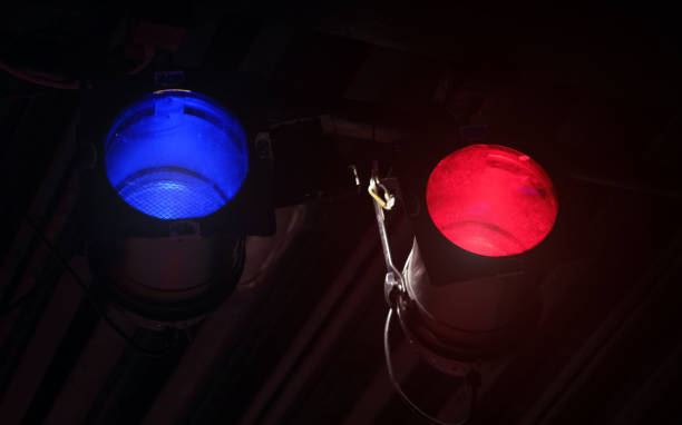 istock Blue and red reflector light used in theatre 1168044336