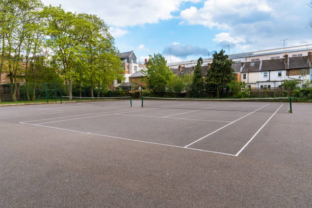 Empty outdoor tennis courts