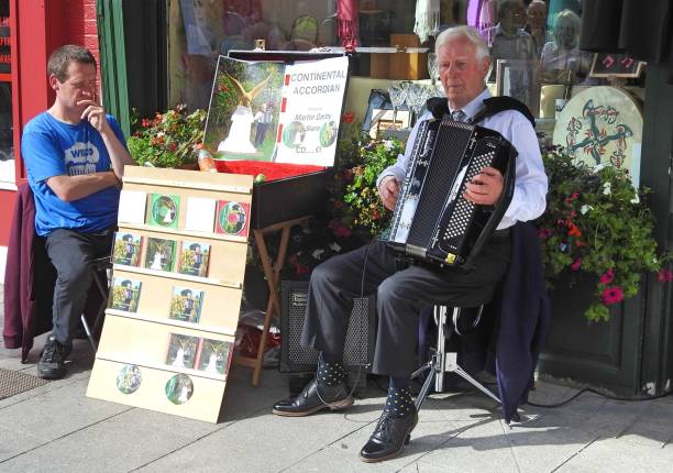 アコーディオン・フリード・パフォーマー - irish culture music penny whistle bodhran ストックフォトと画像