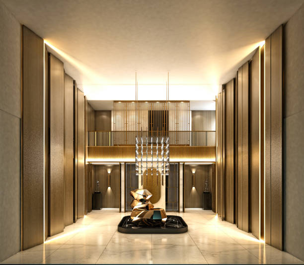 istock 3d render of luxury hotel lobby and reception 1168062991