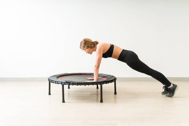 istock Full Length Of Young Caucasian Woman During High Intensity Interval Training 1168064206
