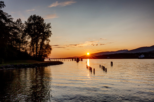 sunset view from Barnet Marine Park, Burnaby, BC, Canada