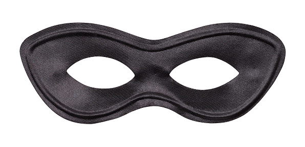 Black Fabric Face Mask Cut Out on White.