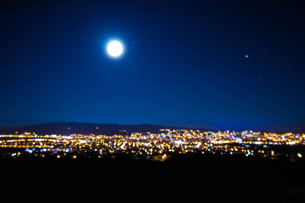 istock Panoramic View of blur city lights by night 1168084411