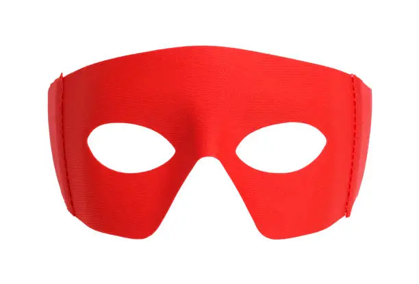 Red Fabric Hero Mask Isolated on White.