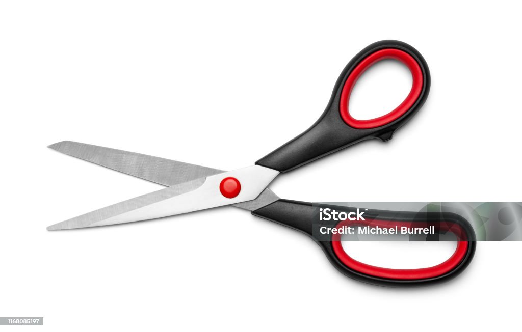 Open Scissors Open Fabric Scissors Isolated on White Background. Scissors Stock Photo