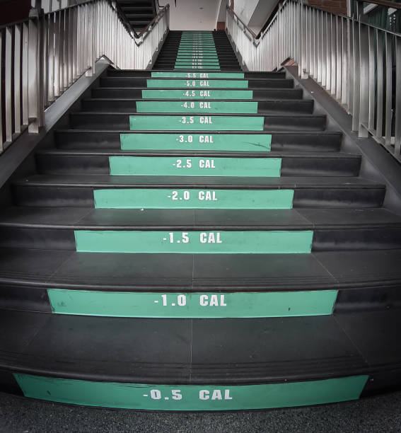 Building stairs with text display number of calories burner counter