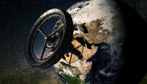 istock Space station orbiting Earth over Europe and Africa 1168094929