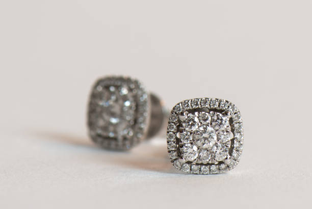 Diamond Earrings close up shot of real diamond earrings diamond earring stock pictures, royalty-free photos & images