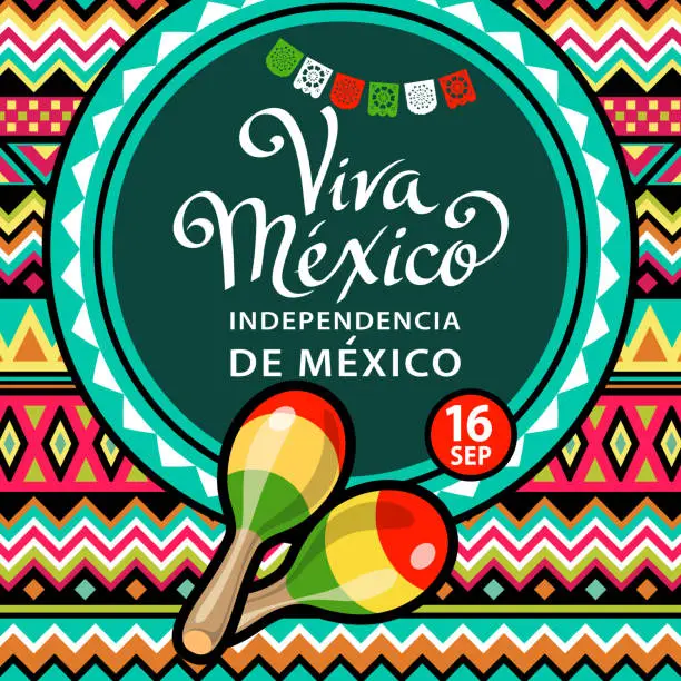 Vector illustration of Viva Mexico Independence Celebration