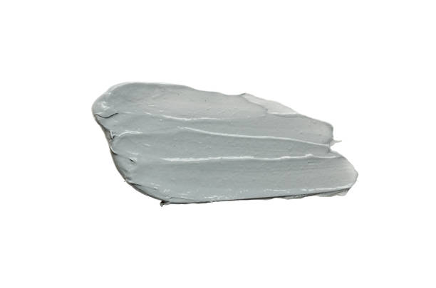 istock Grey face mask smear, acrylic paint brushstroke 1168101570