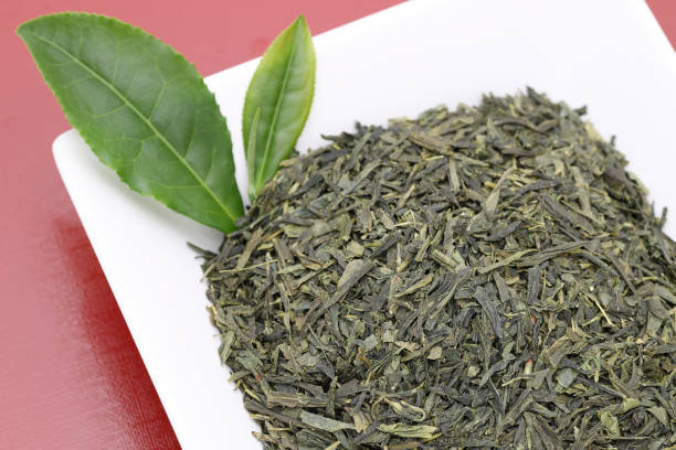 istock Japanese dried tea leaves with green tea leaves 1168103284