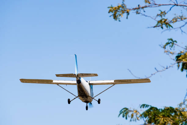 istock Small, private airplane preparing to land 1168105500
