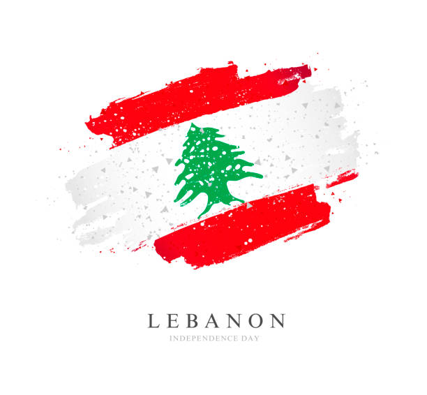 istock Lebanon flag. Vector illustration on a white background. Brush strokes 1168108788