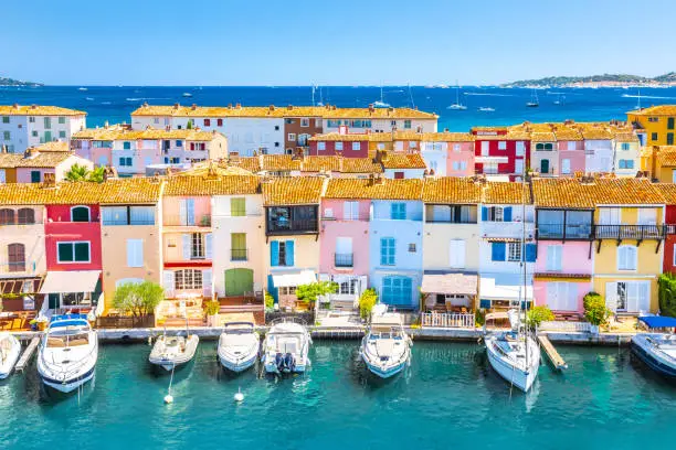 Photo of View Of Colorful Houses And Boats In Port Grimaud During Summer Day-Port Grimaud, France