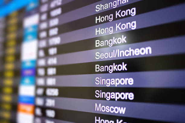 istock Departure status on the digital display in the airport. 1168113484