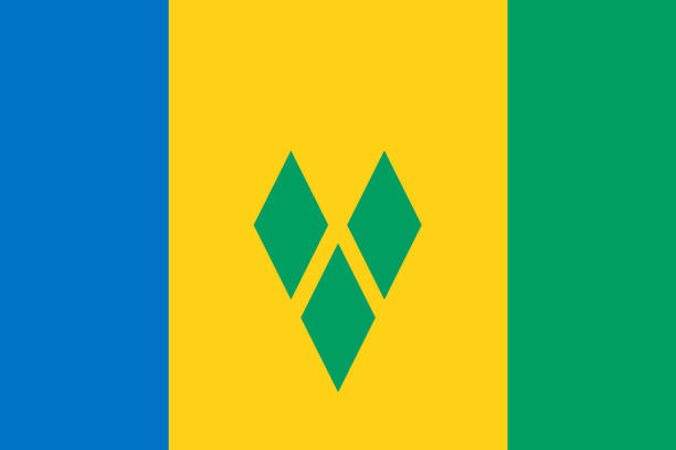 Vector flag of Saint Vincent and Grenadines. Eps 10 Vector illustration. Kingstown vector art illustration