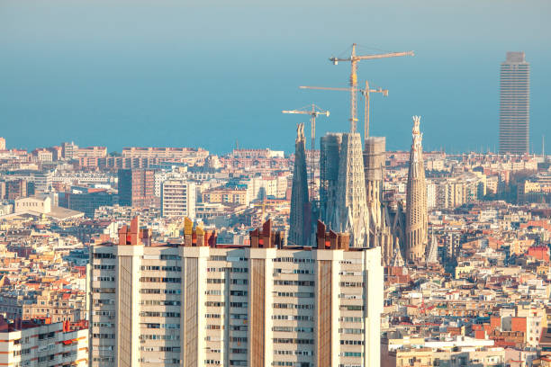 Barcelona aerial city view , Catalunya Spain
