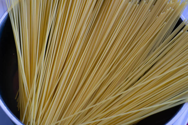 istock Uncooked Spaghetti Pasta in Cooking Pan 1168124737