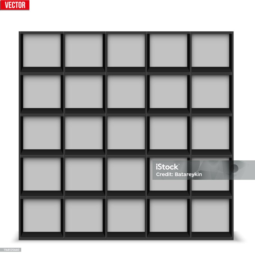 Empty Black Rack Empty Big Rack With Shelves Or Bookshelf Stock Illustration - Download ...