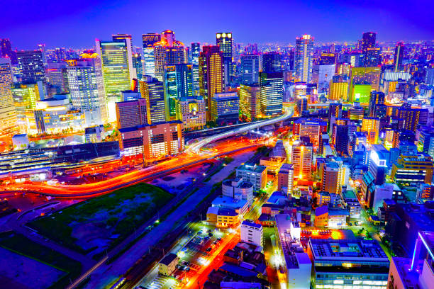 Night city at Osaka in Japan