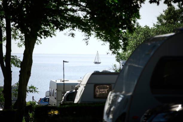 Summer camping by the sea