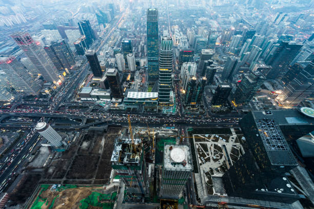istock View of Busy Intersection and Traffic Jam at Night 1168127640