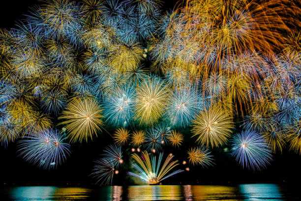 Summer Firework Festival in Tsu city, Mie  prefecture, Japan. The biggest firework exhibition in Kansai area. Firework mie prefecture photos stock pictures, royalty-free photos & images
