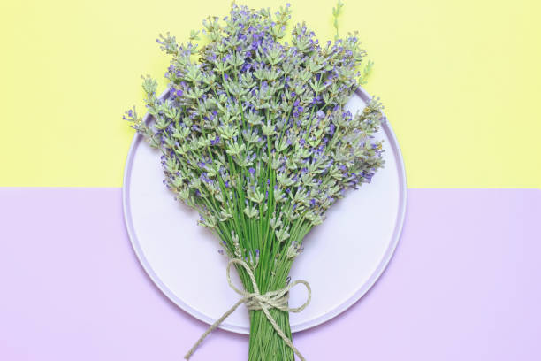 istock Lavender flower bouquet on wood table 1168133258