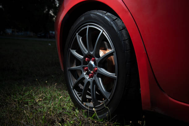 istock car wheel with alloy wheel gray color 1168133302