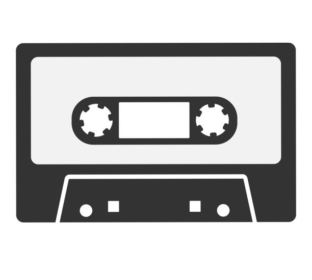 simple flat black and white audio cassette icon or symbol simple flat black and white audio cassette icon or symbol vector illustration mixtape stock illustrations