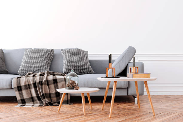 istock 3d beautiful interior with couch and white wall 1168138779