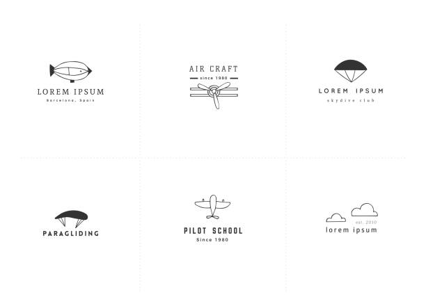 istock Set of hand drawn minimal vector label templates. Sky sports and flight. 1168144211