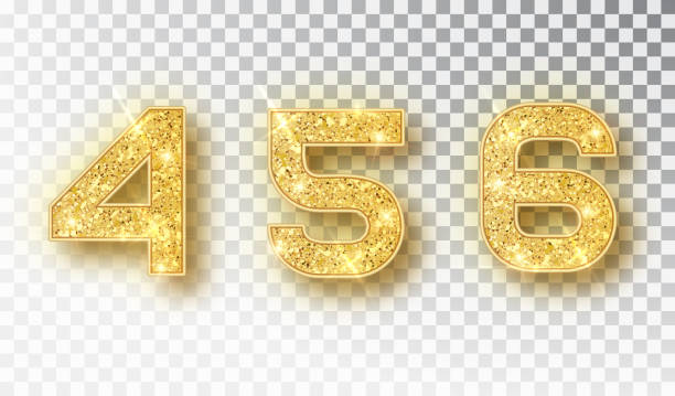 ilustrações de stock, clip art, desenhos animados e ícones de 4,5,6 glitter typography design. gold sparkling numbers design of greeting card of happy new year design. gold shining pattern. vector illustration - 0 1 year