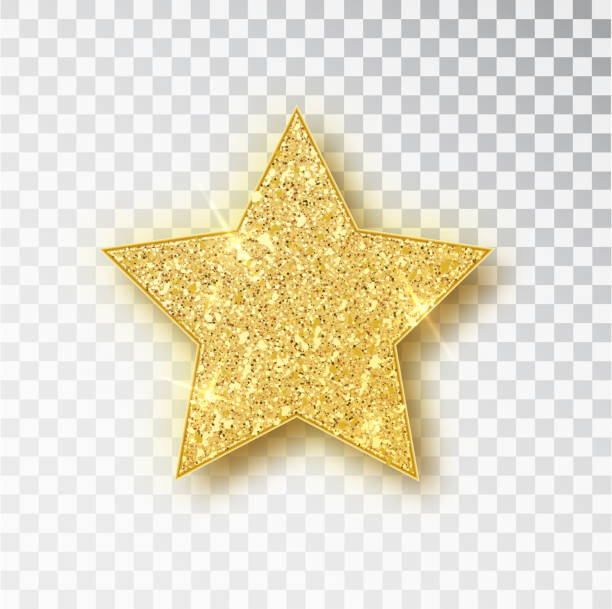 ilustrações de stock, clip art, desenhos animados e ícones de gold glitter vector star. golden sparkle luxury design element. vector particles. - decorative ornament flash