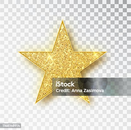 istock Gold glitter star vector isolated. Golden sparkle luxury design element isolated. Icon of star isolated. New Year s decor element. Ramadan design element Template 1168148914