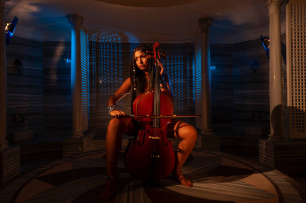 istock Cellist woman in Turkish bath 1168149784